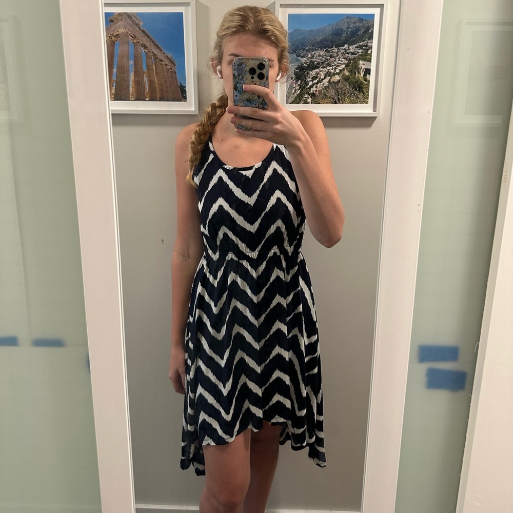 Navy/White High-Low Dress